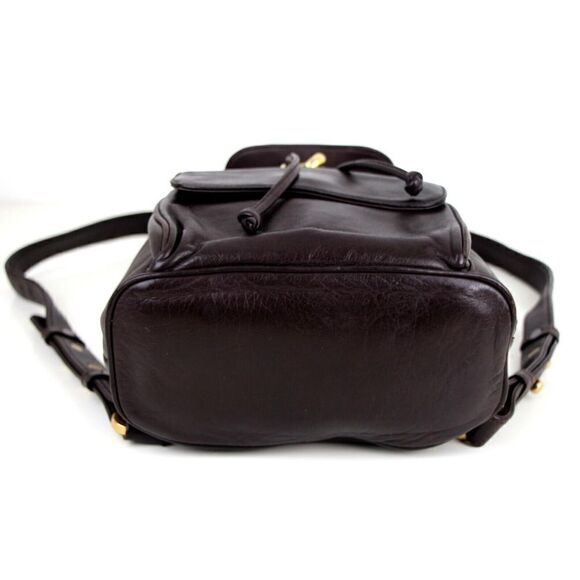 Bloomingdale's BROWN GENUINE LEATHER FLAP BACKPACK SHOULDER BAG HANDBAG PURSE - Picture 7 of 15